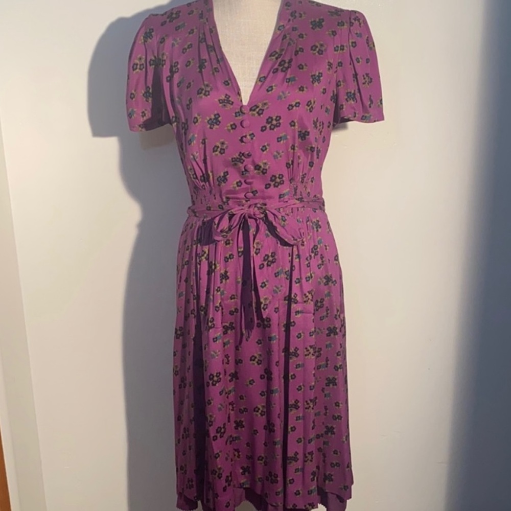 Betsey Johnson Floral 40’s Style Purple Midi Dress